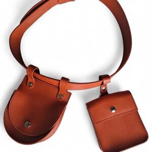 Divina Firenze Orange Double Pouch Leather Belt